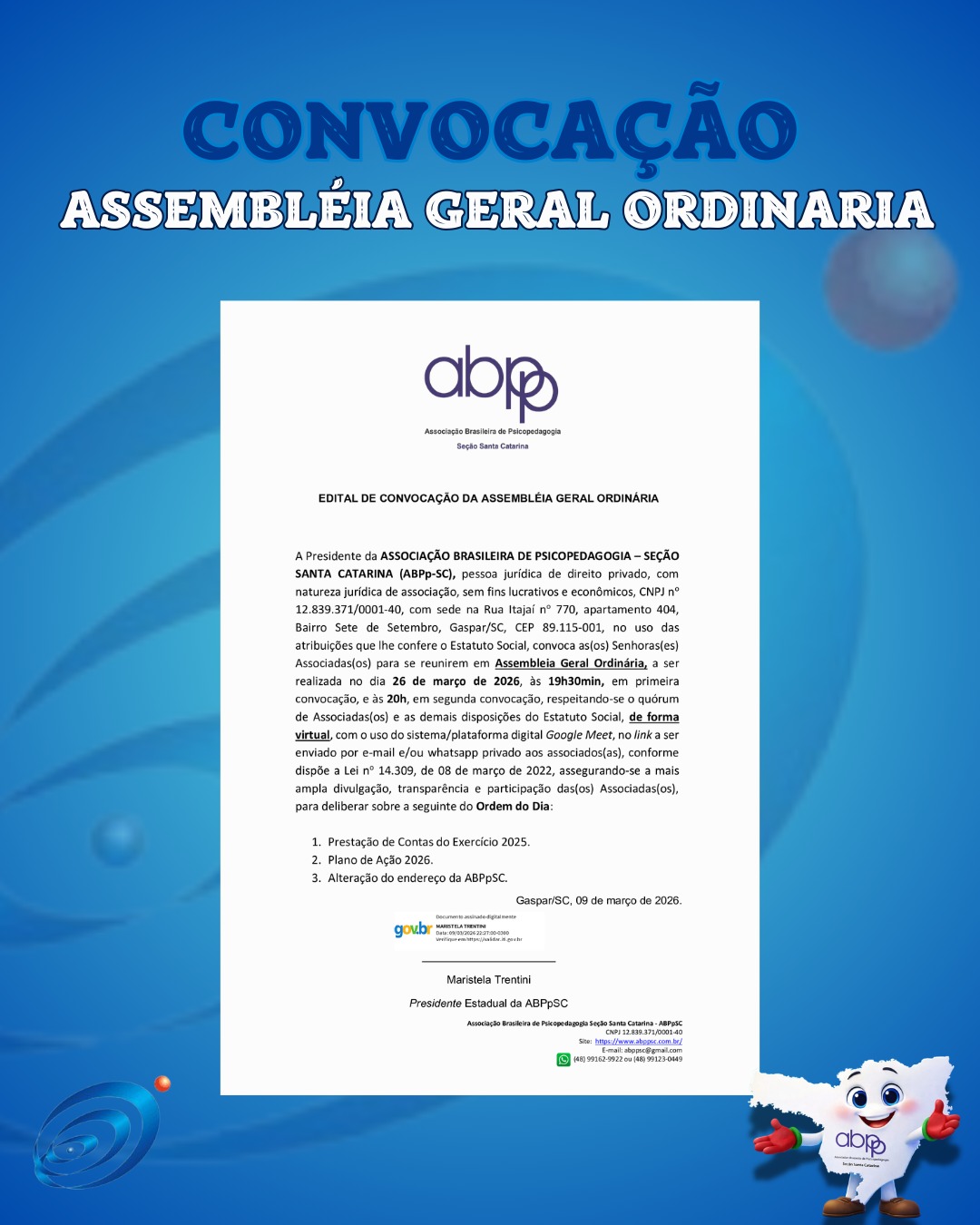 Convocação Assembléia Geral Ordinária 26 de março de 2026